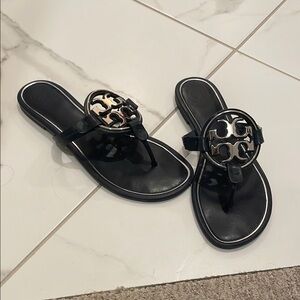 Tory Burch Black and Gold Sandals